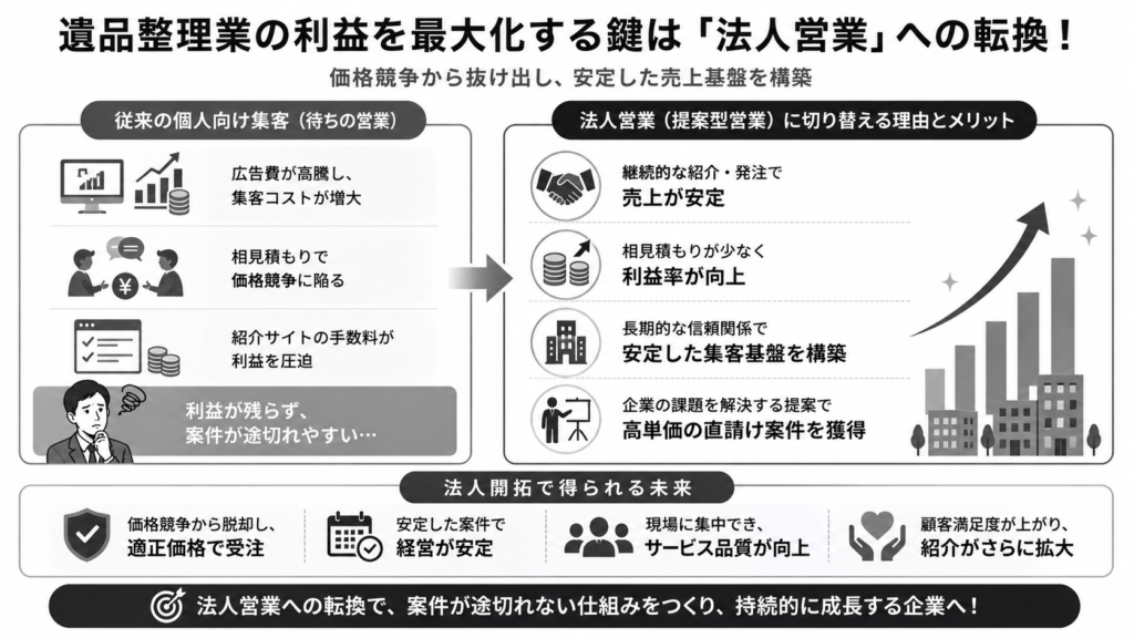 遺品整理業の利益を最大化する鍵は法人営業への転換?