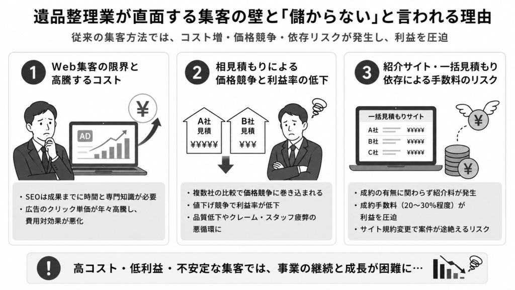 遺品整理業が直面する集客の壁と「儲からない」と言われる理由