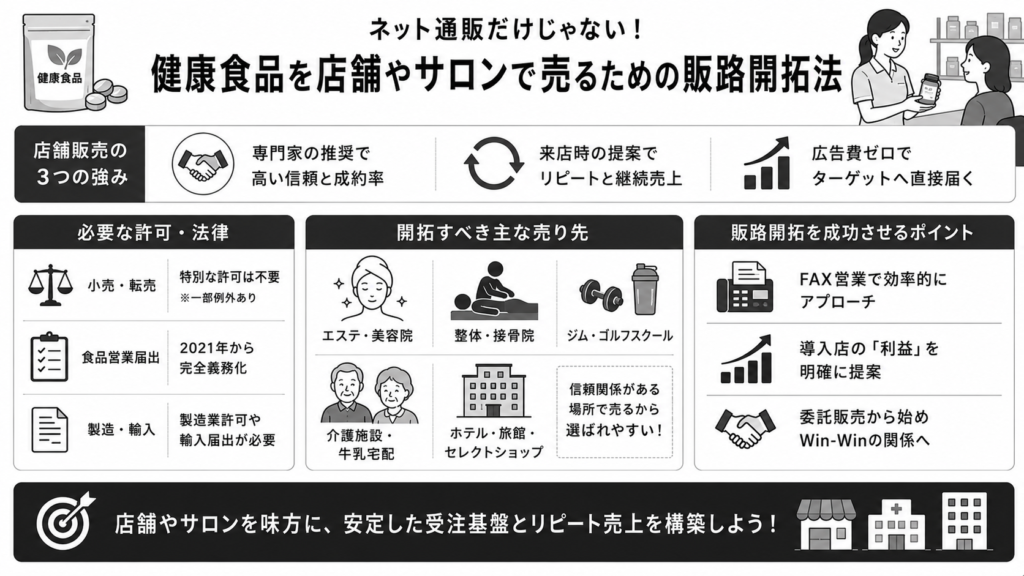 ネット通販だけじゃない！健康食品を店舗やサロンで売るための販路開拓法