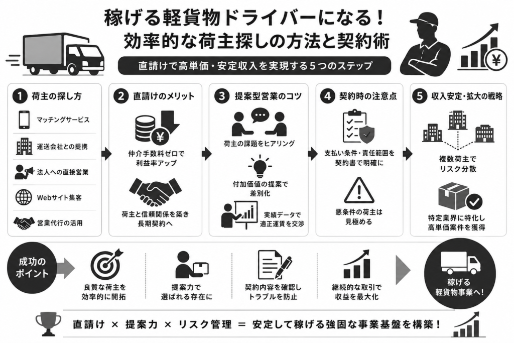稼げる軽貨物ドライバーになる！効率的な荷主探しの方法と契約術