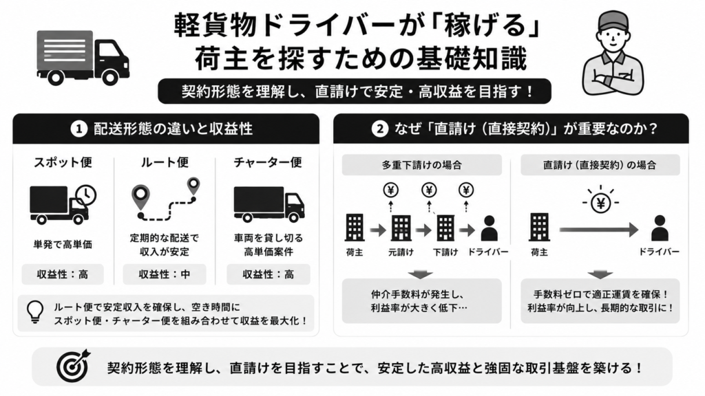 軽貨物ドライバーが「稼げる」荷主を探すための基礎知識