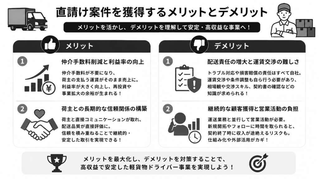 直請け案件を獲得するメリットとデメリット