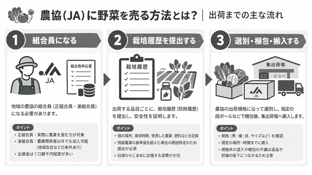 農協(JA)に野菜を売る方法とは?出荷までの主な流れ