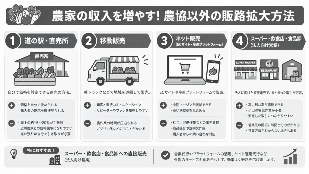 農家の収入を増やす!農協以外の販路拡大方法
