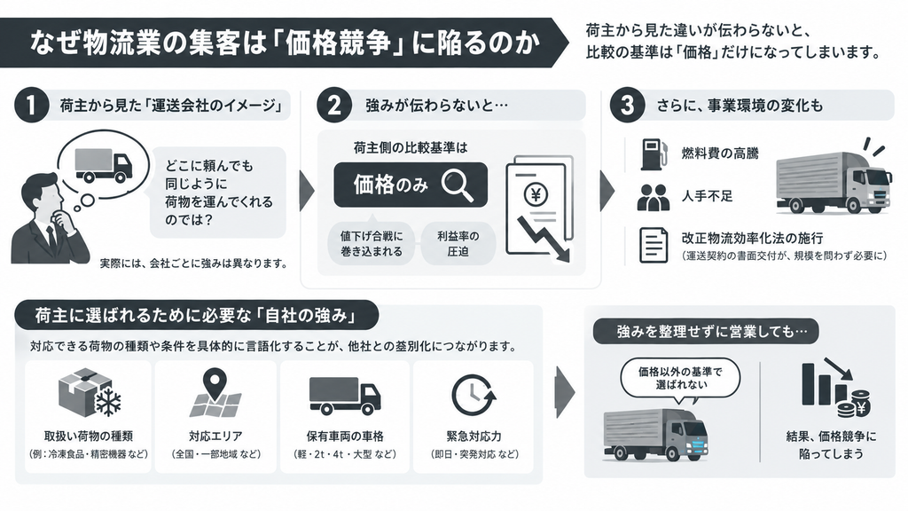 なぜ物流業の集客は「価格競争」に陥るのか