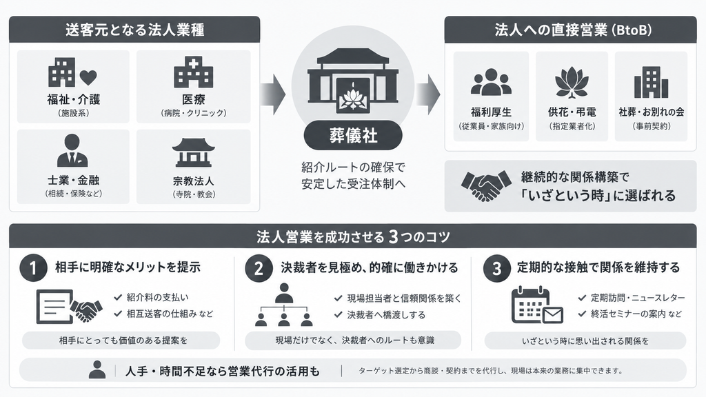 葬儀社の集客を安定させる営業戦略｜送客元になる業種と法人営業の進め方