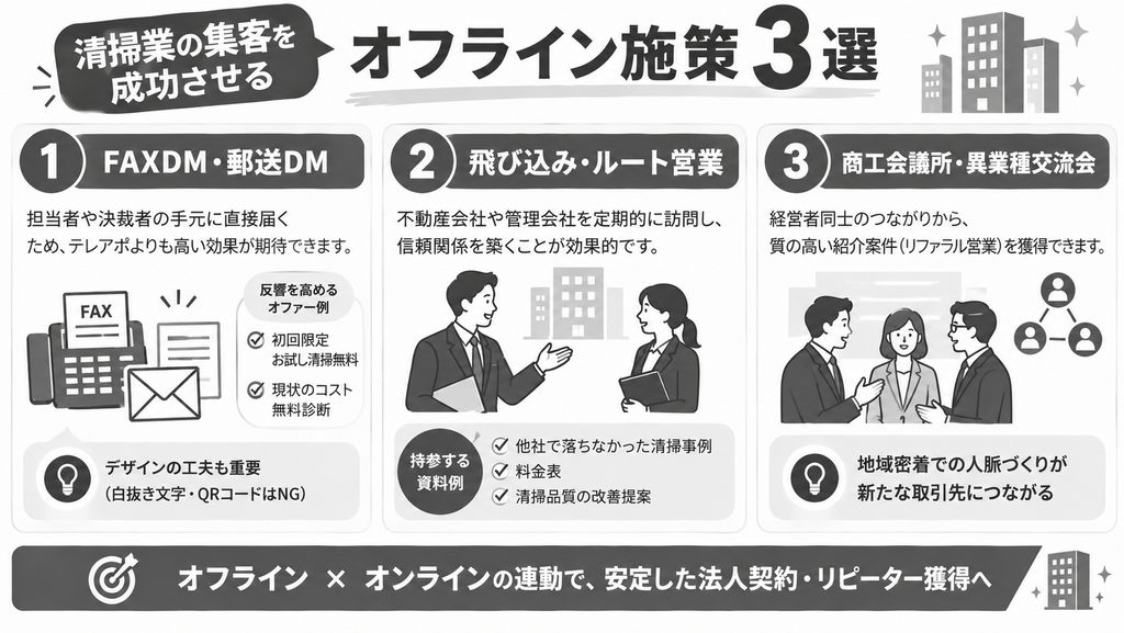 清掃業の集客を成功させるオフライン施策3選