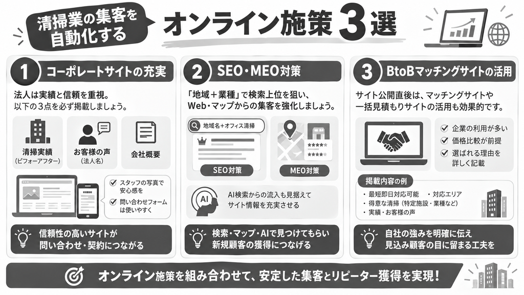 清掃業の集客を自動化するオンライン施策3選