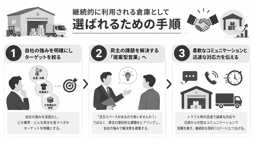 継続的に利用される倉庫として選ばれるための手順