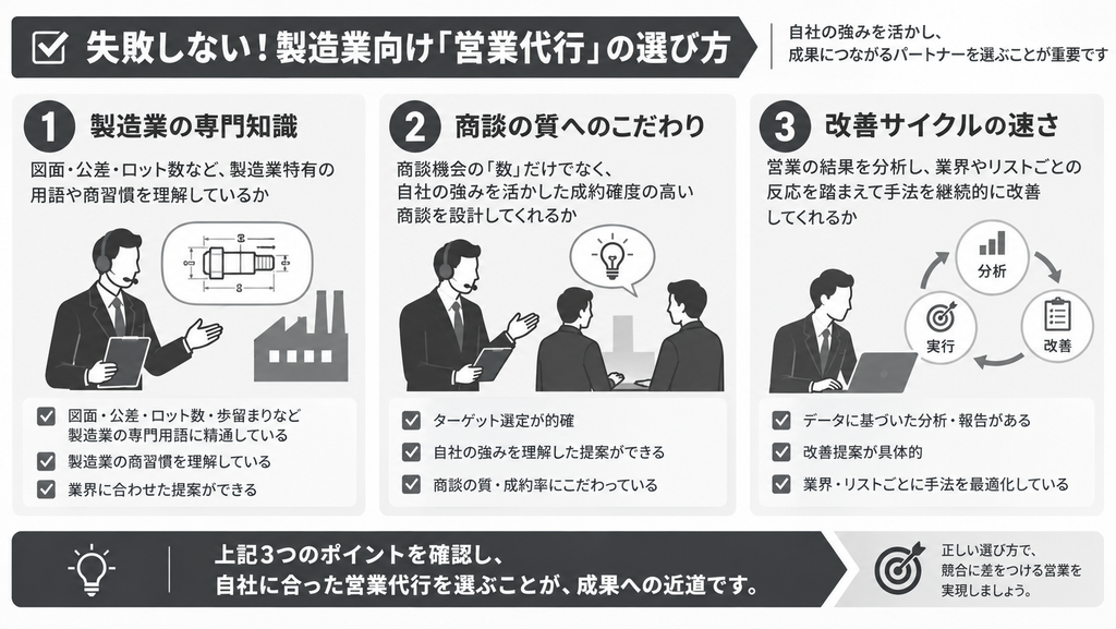 失敗しない!製造業向け「営業代行」の選び方