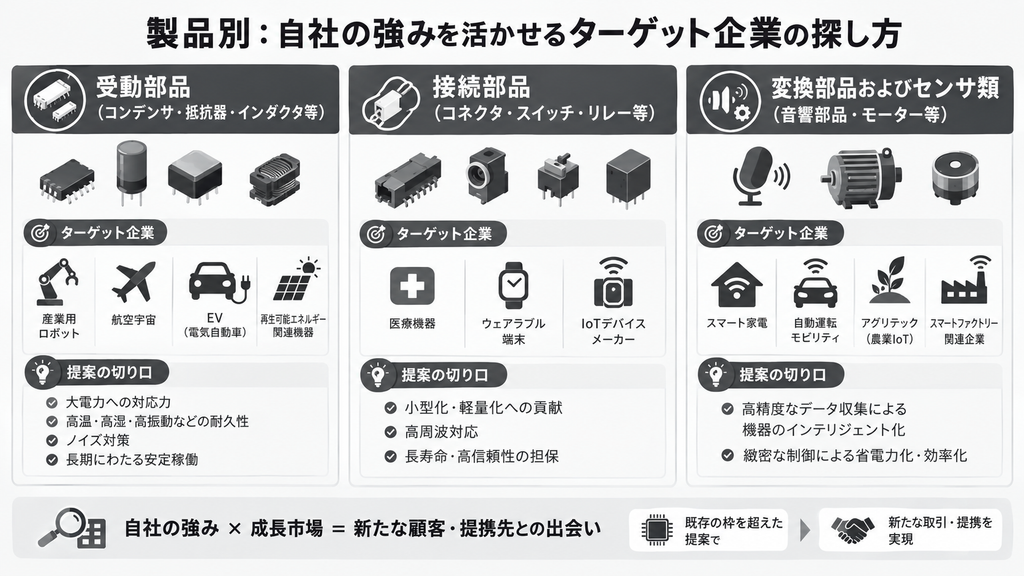 製品別:自社の強みを活かせるターゲット企業の探し方