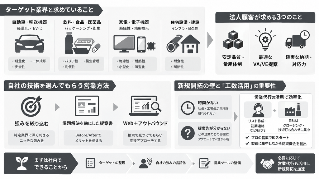 プラスチック製造業必見!法人顧客が「本当に求めていること」と効率的な新規開拓の進め方
