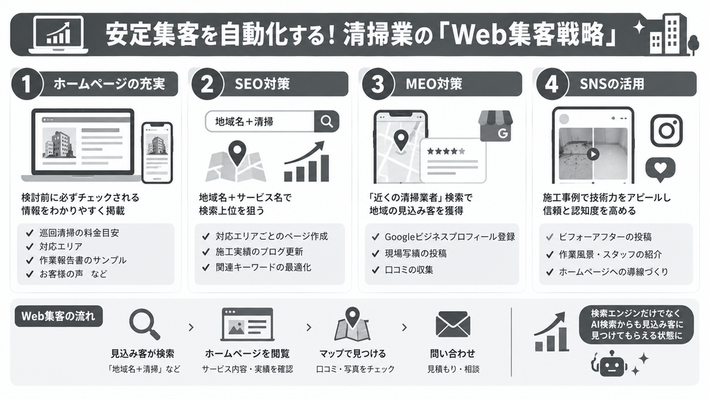 安定集客を自動化する!清掃業の「Web集客戦略」