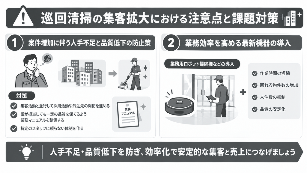 巡回清掃の集客拡大における注意点と課題対策