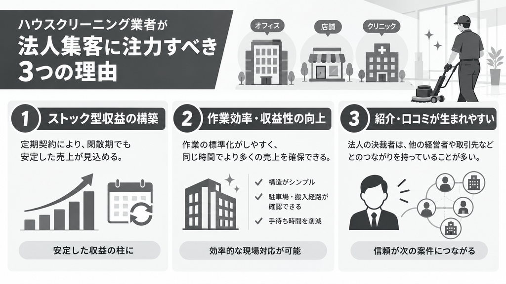 ハウスクリーニング業者が法人集客に注力すべき理由