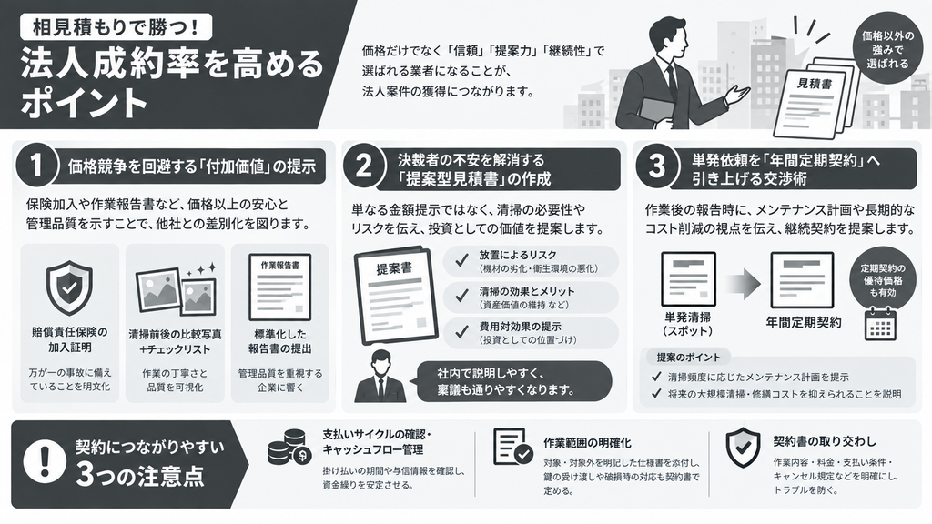 相見積もりで勝つ!法人成約率を高めるポイント