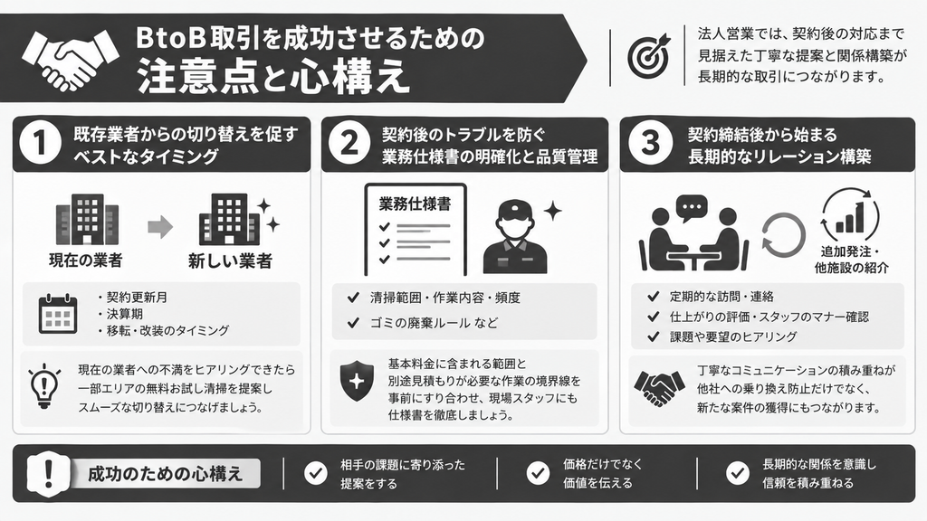 BtoB取引を成功させるための注意点と心構え