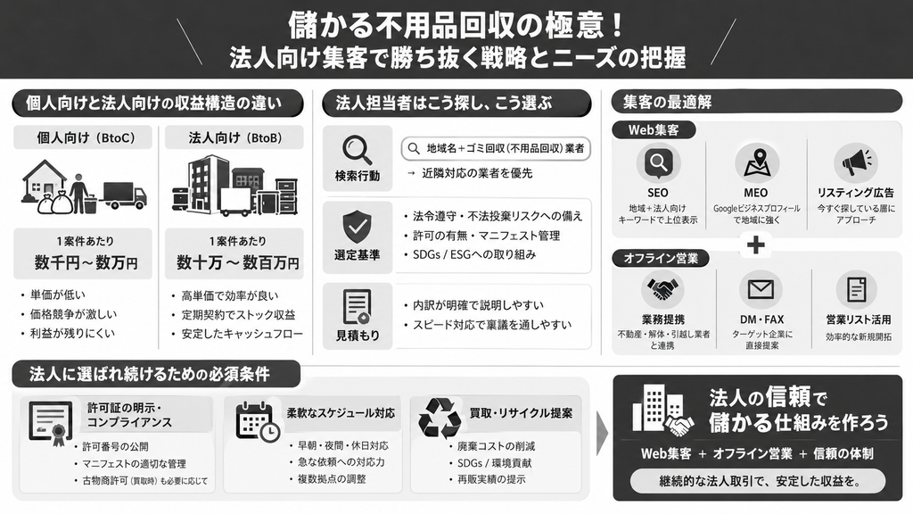 儲かる不用品回収の極意!法人向け集客で勝ち抜く戦略とニーズの把握