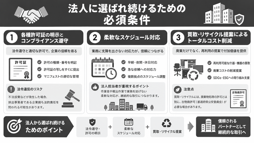 法人に選ばれ続けるための必須条件