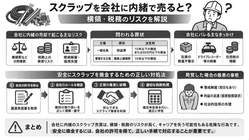 スクラップを会社に内緒で売ると?横領・税務のリスクを解説