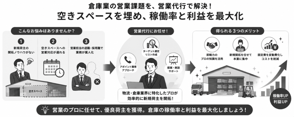 倉庫業の営業マン不足を解消!営業代行会社の選び方とおすすめ比較について