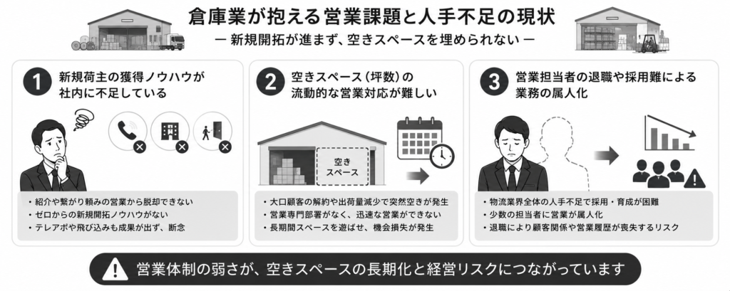 倉庫業が抱える営業課題と人手不足の現状
