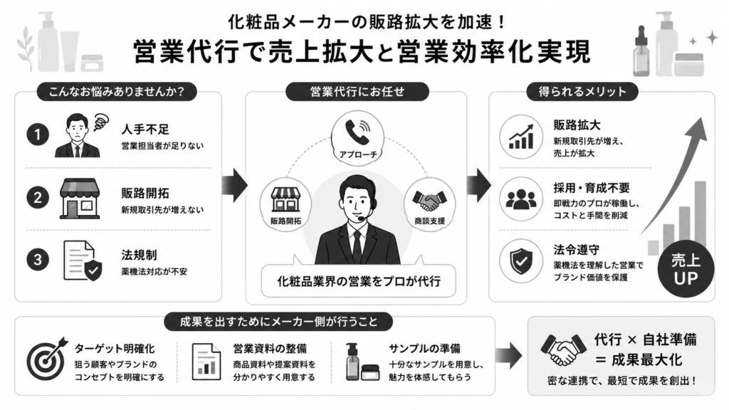 化粧品メーカーの販路拡大を加速させる営業代行とは?売上拡大と営業効率化の実現