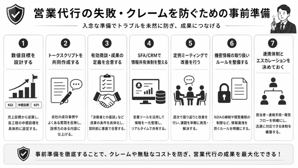 営業代行の失敗やクレームを防ぐための事前準備について