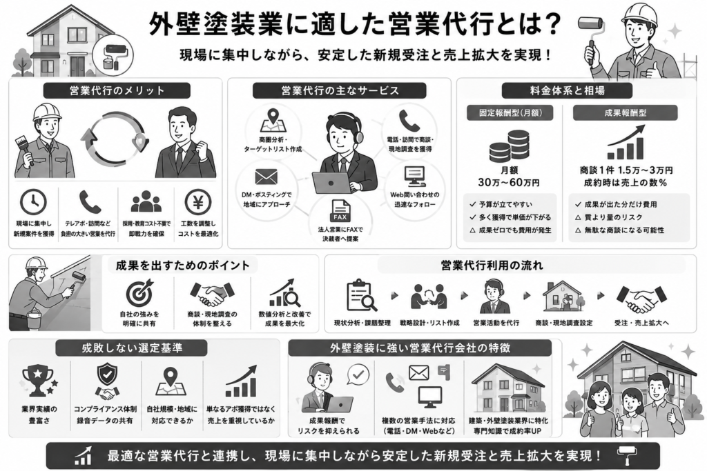 外壁塗装業に適した営業代行とは?売上を伸ばす費用対効果と選定基準について