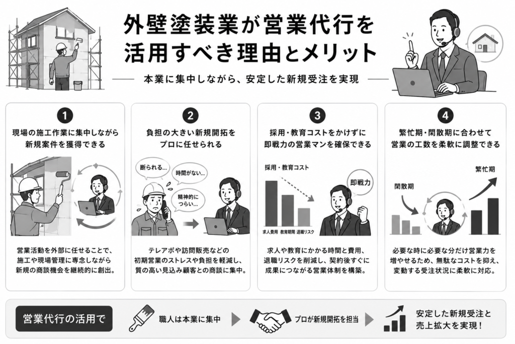 外壁塗装業が営業代行を活用すべき理由とメリットについて