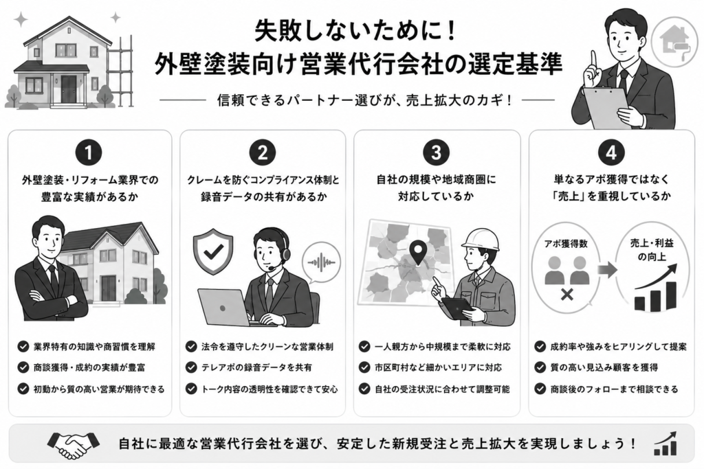 失敗しないために知りたい!外壁塗装向け営業代行の選定基準について