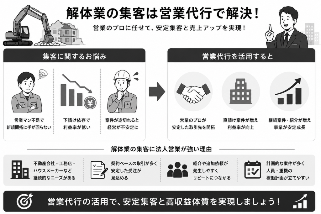解体業の集客は営業代行で解決！おすすめ会社と料金相場について紹介