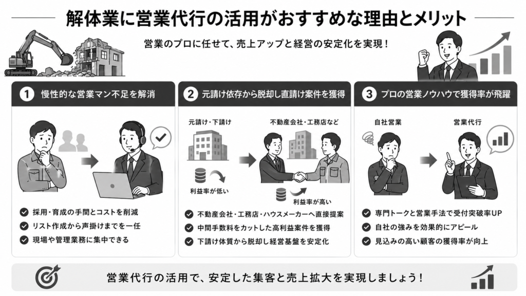 解体業に営業代行の活用がおすすめな理由とメリットについて