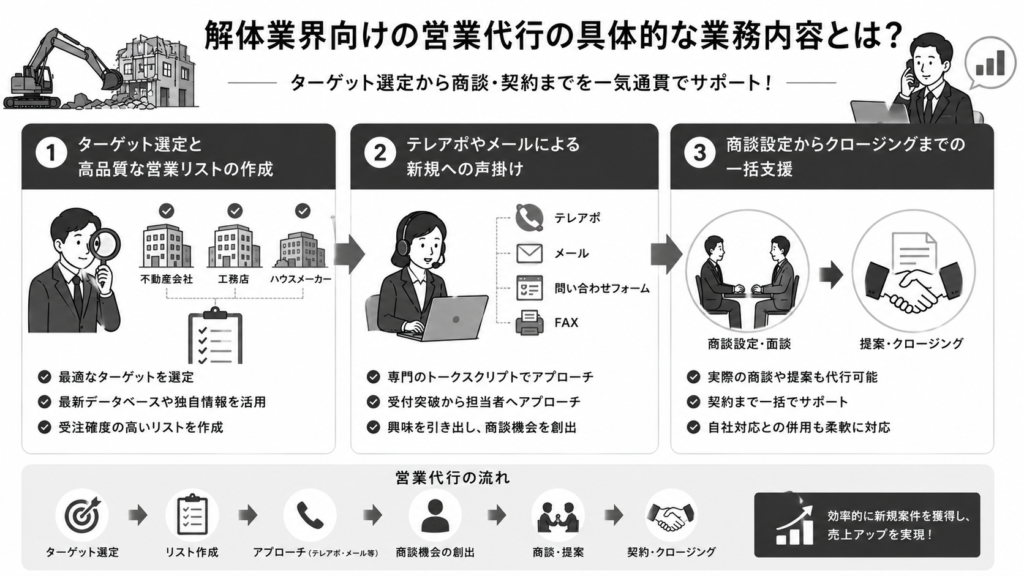 解体業界向けの営業代行が行う具体的ない業務内容とは？