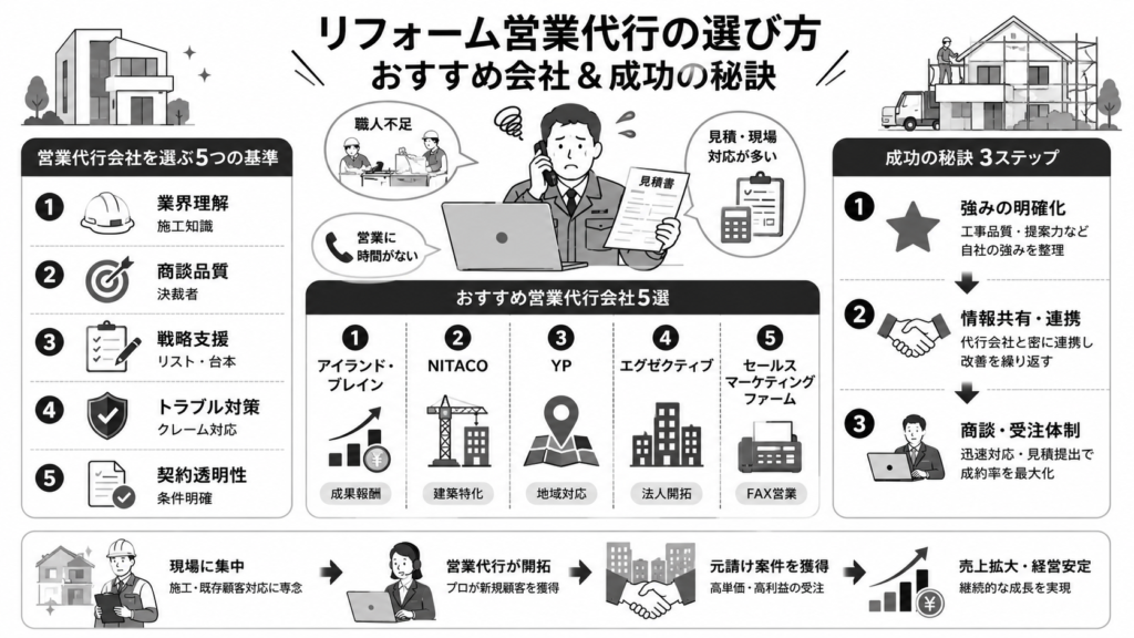 リフォーム営業代行の選び方について|おすすめ会社と成功の秘訣を紹介