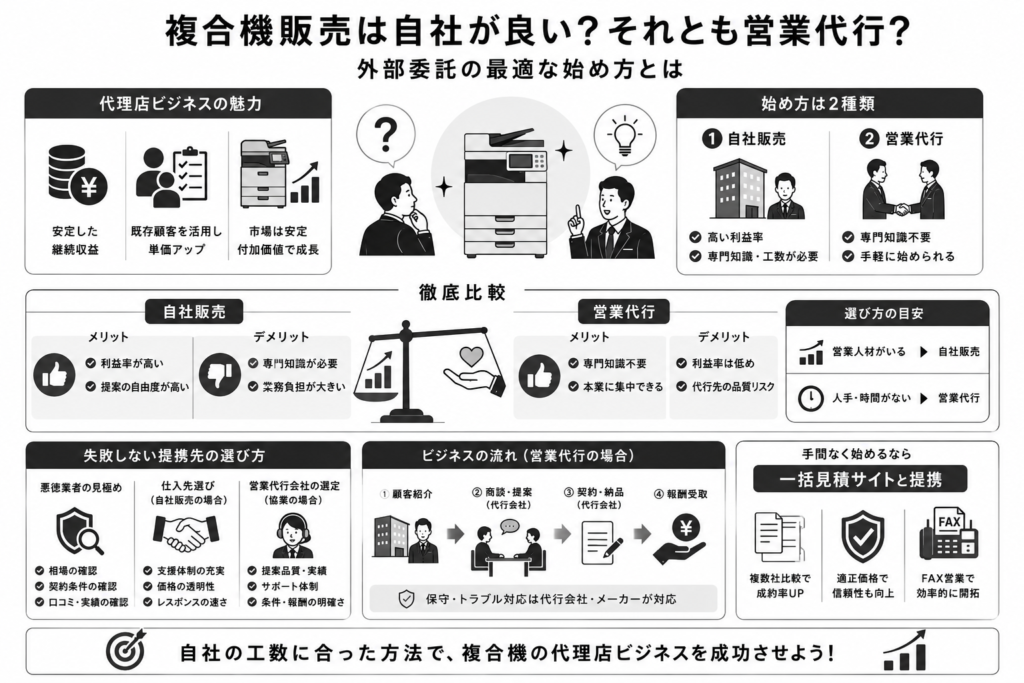 複合機販売は自社が良い?それとも営業代行を活用すべき?
