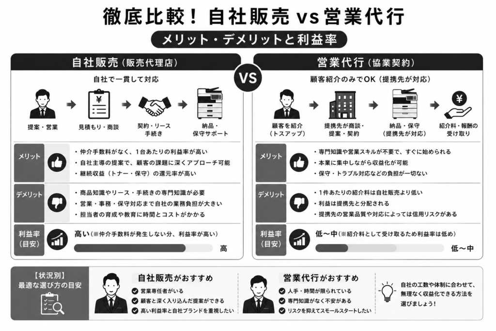 徹底比較!自社販売VS営業代行
