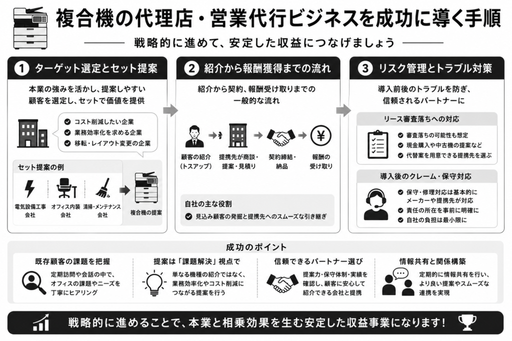 複合機の代理店・営業代行ビジネスを成功に導く手順