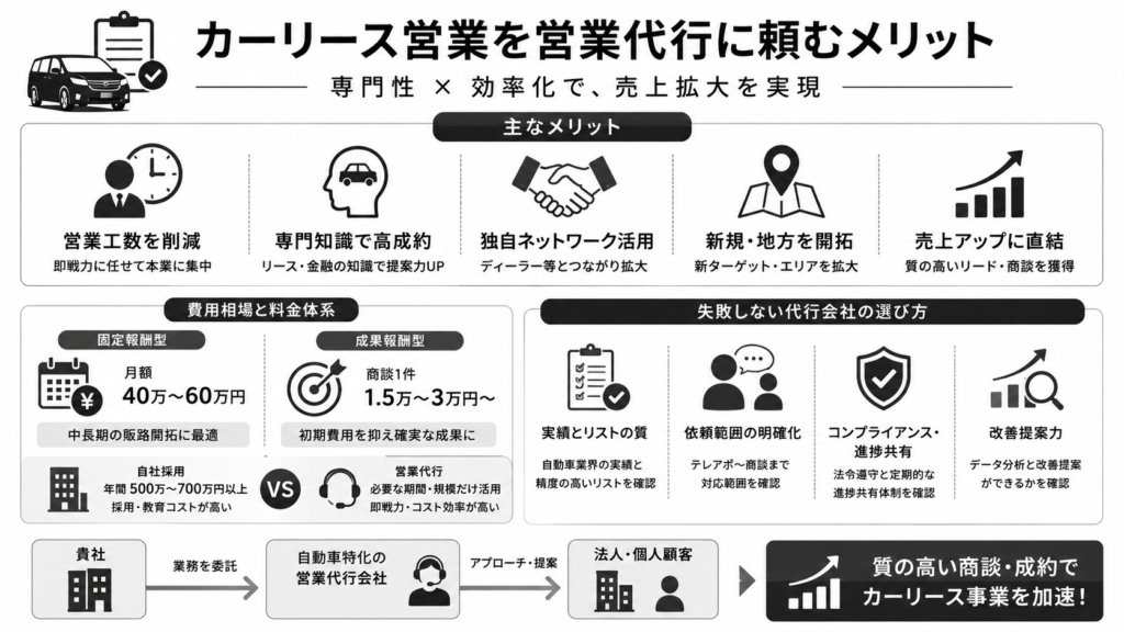カーリース営業を営業代行に頼むメリットとは?