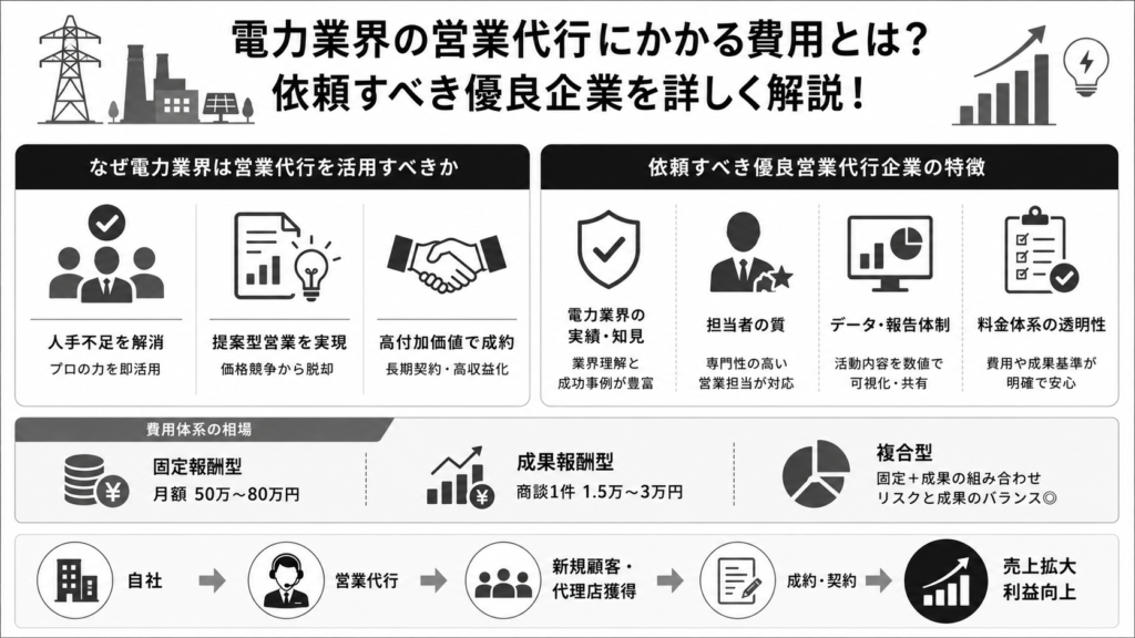 電力業界の営業代行にかかる費用とは?依頼すべき優良企業を詳しく解説!