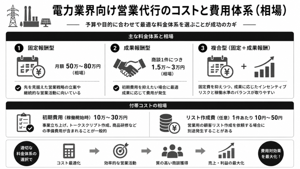 【相場】電力業界向け営業代行にかかるコスト・費用体系について