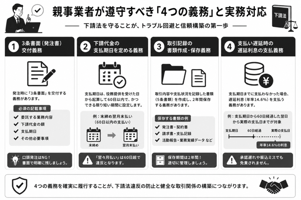 親事業者が遵守すべき「4つの義務」と実務対応を解説