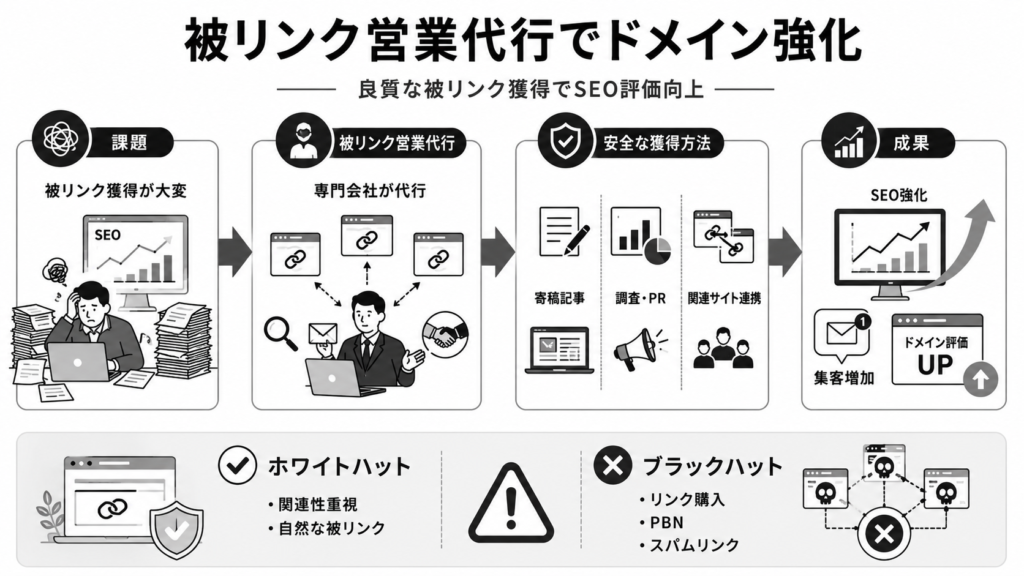被リンク営業代行でドメインを強化!おすすめ企業と外注の正しい活用法について