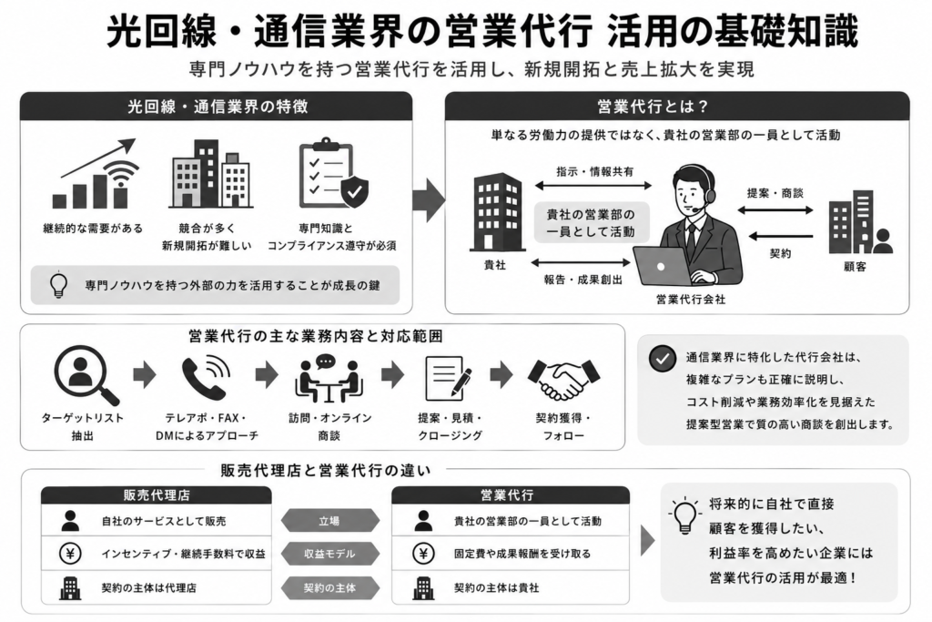 光回線・通信業界における営業代行活用の基礎知識を紹介!