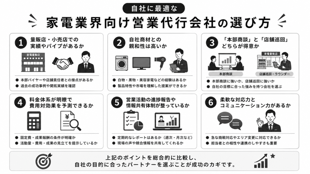 自社に最適な家電業界向け営業代行会社の選び方