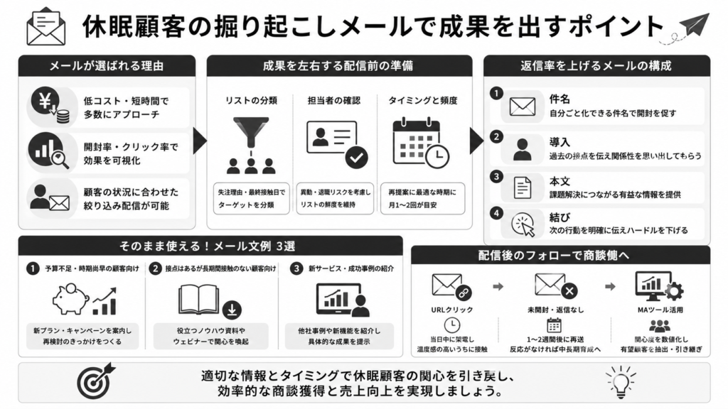休眠顧客の掘り起こしにメールを活用すべき!成果を出す件名や本文の文例