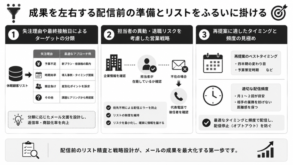 成果を左右する配信前の準備とリストをふるいに掛ける