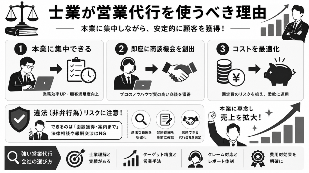 士業が営業代行を使うべき理由とは?費用対効果の重要性とおすすめ会社