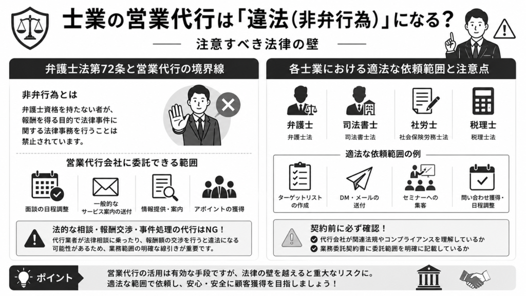 士業の営業代行は「違法(非弁行為)」になる?注意すべき法律の壁