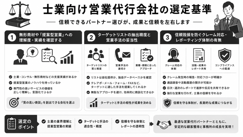 士業向け営業代行会社の選定基準